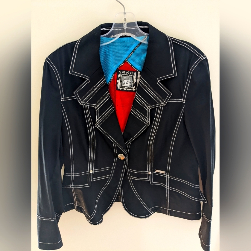 Cappopera Jeans Stitched Black Jacket Metallic Patter Size‎ S